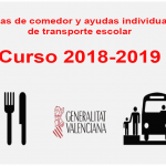 Convocatoria de ayudas de comedor y transporte escolar Curso 2018/19